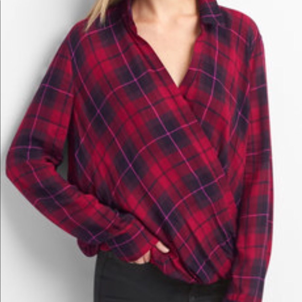 *NWT* Gap Kimono Wrap Plaid Blouse